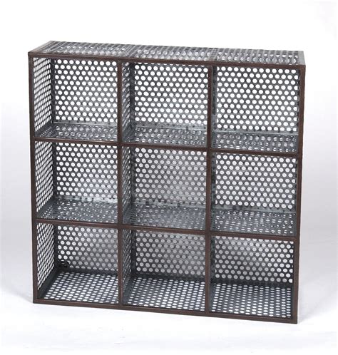 mesh steel cube box shelves|industrial metal storage cubbies.